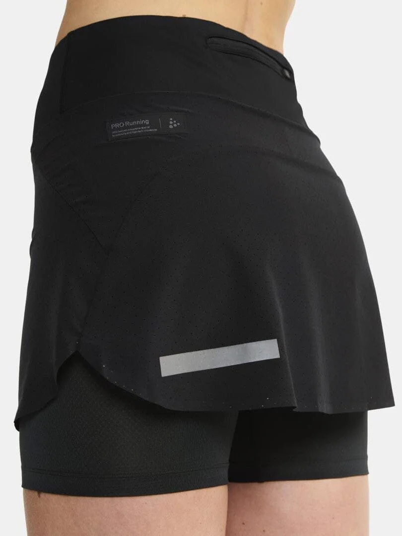 WOMEN'S PRO HYPERVENT RUNNING SKIRT 2 - Black - Image 4